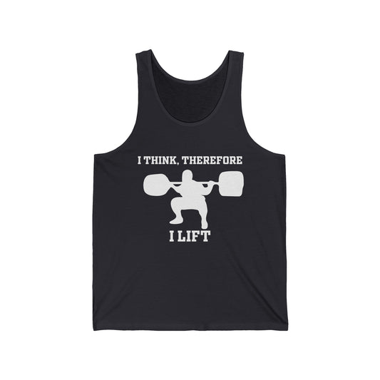 I Think Therefore I lift Unisex Jersey Tank