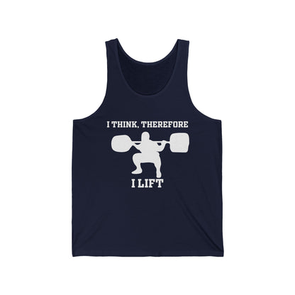 I Think Therefore I lift Unisex Jersey Tank